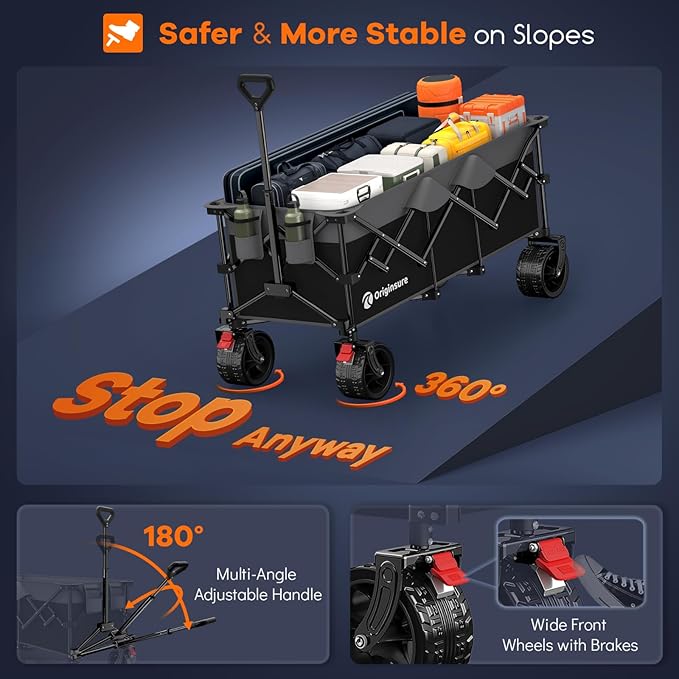 48" L Collapsible Wagon Cart Foldable, 560lbs Weight Capacity 300L Heavy Duty - Image 8
