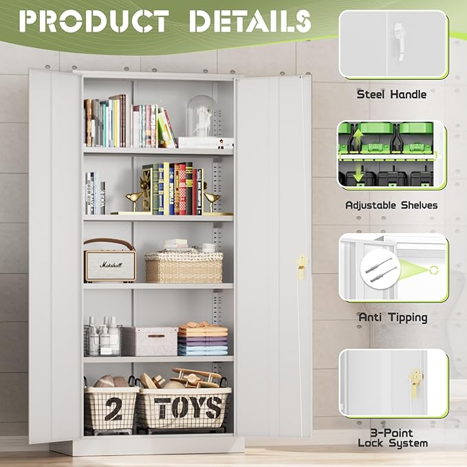 SUNCROWN 72" Metal Storage Cabinet - Image 7