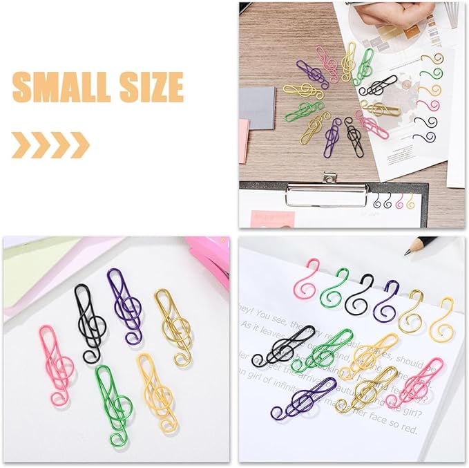 100pcs Metal Paper Clips Creative Music Note Shape Small Office Clips Colorful - Image 5