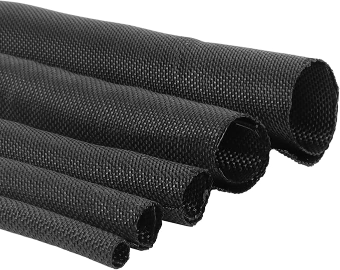 Black Braided Cable Management Sleeves Wire Loom Tubing Cord Protector by BuyUneed