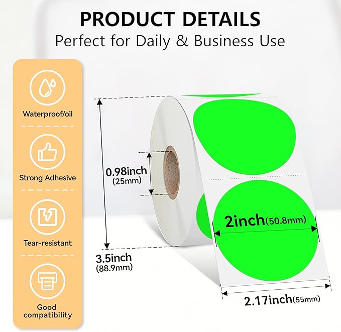 2 inch Dot Stickers Labels Circle Garage Sale Sticker 750Pcs Round Thermal - Image 3