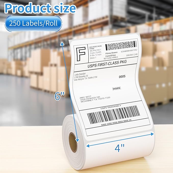 40 Rolls 4x6 Direct Thermal Shipping Labels 250 Labels/Roll Compatible - Image 2