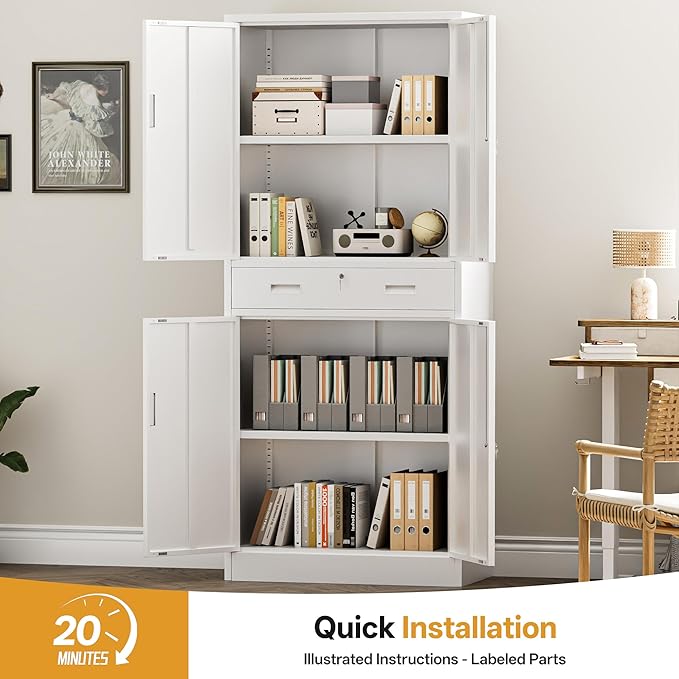 Metal Storage with 1 Drawer, Steel Storage File Cabinet - Image 5