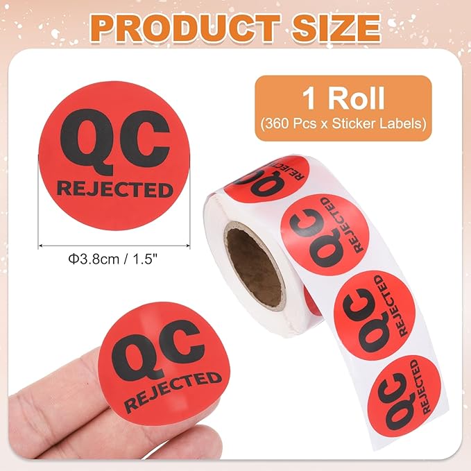 PATIKIL 360 Pcs 1 Roll QC Rejected Labels, 1.5 Inch Circle Inventory Control - Image 2