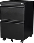 SISESOL 2 Drawer File Cabinet on Wheels, Metal Filing Cabinet by SISESOL