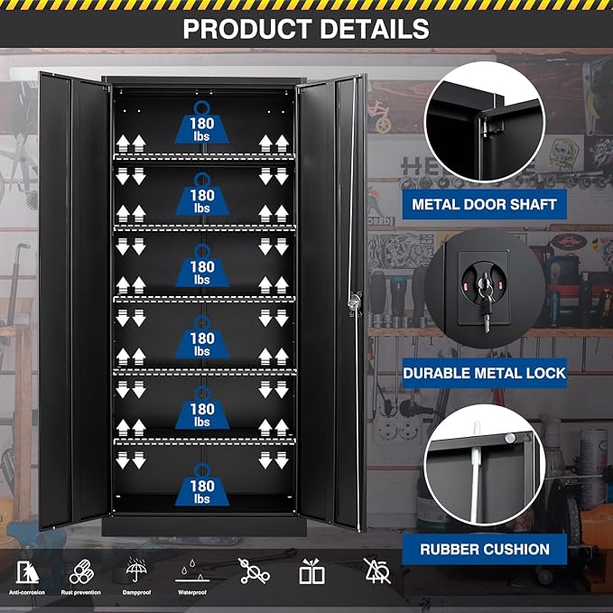 Metal Storage Cabinet-72” Black Tall Steel File Cabinets - Image 7