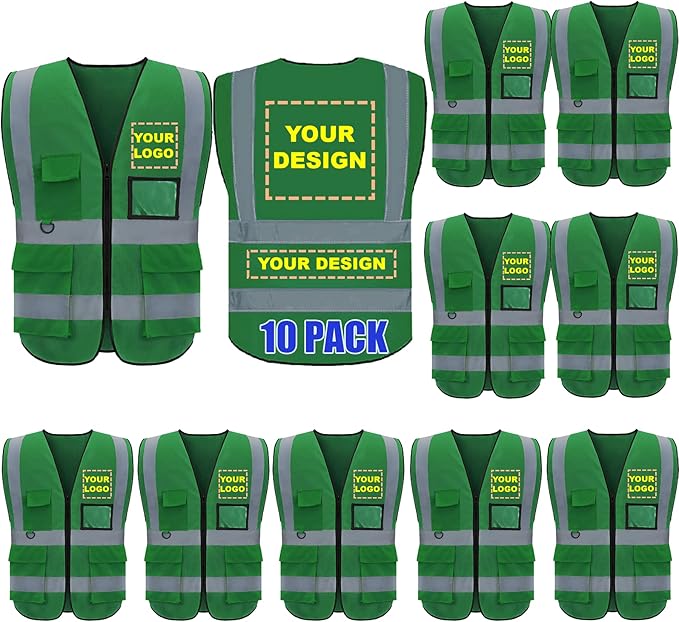 BeautyWill Custom Logo 10/20 Pack Safety Vest Class2 High Visibility Vest by BeautyWill