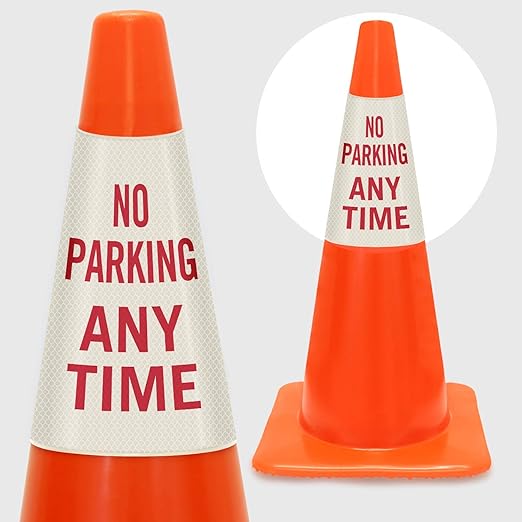 SmartSign “No Parking Any Time” Bright Reflective Cone Message Sleeve - Image 2