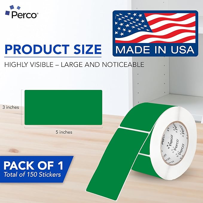 Perco Green 3x5 Inch Perforated Sticker Labels — 150 Stickers Per Roll — - Image 2