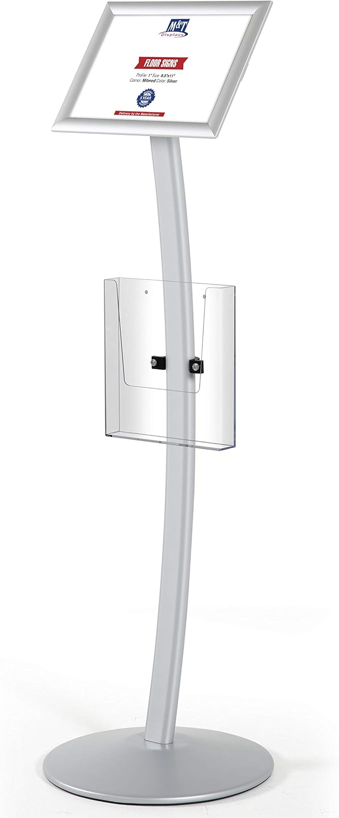 M&T Displays Curved Menu Board, 8.5x11 Inch Pedestal Sign Holder by MTDisplays
