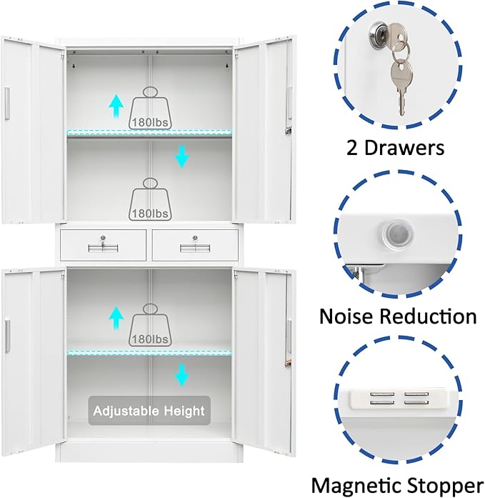 BESFUR 71“H Metal Storage Cabinet - Image 4