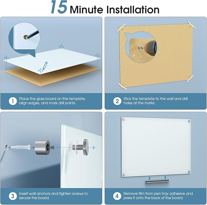 MaxGear Glass White Boards 48x30 Inches, Wall Mounted Magnetic Glass Dry Erase - Image 7