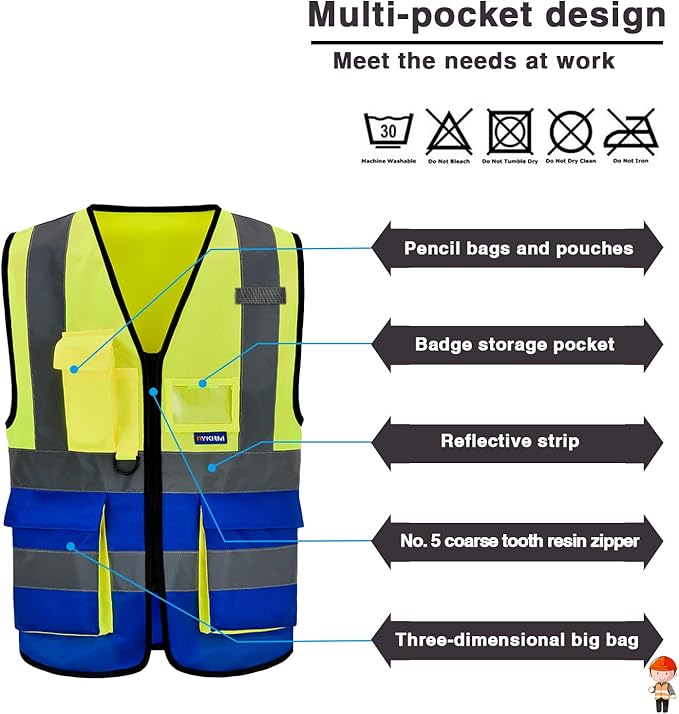 safety vest yellow and blue - Image 5