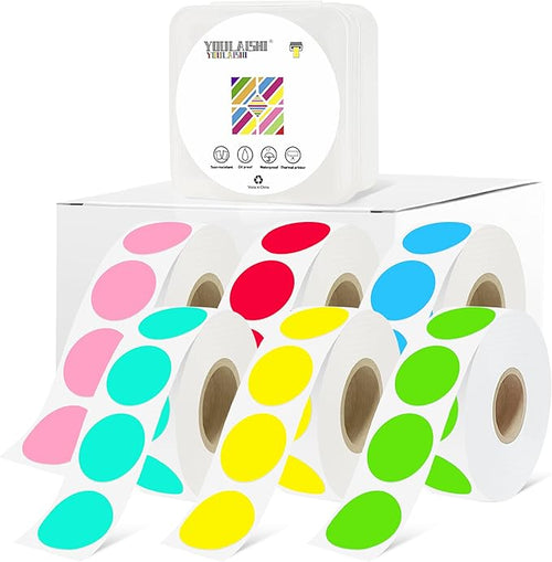 1 Inch Circle Dot Stickers 6000PCS Color Coding Thermal Labels Dots Writable by YOULAISHI