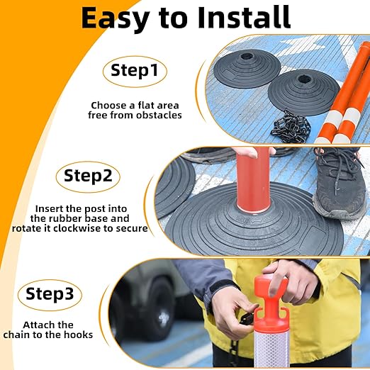6 Pack 39 Inch Red Traffic Delineator Posts - Image 7
