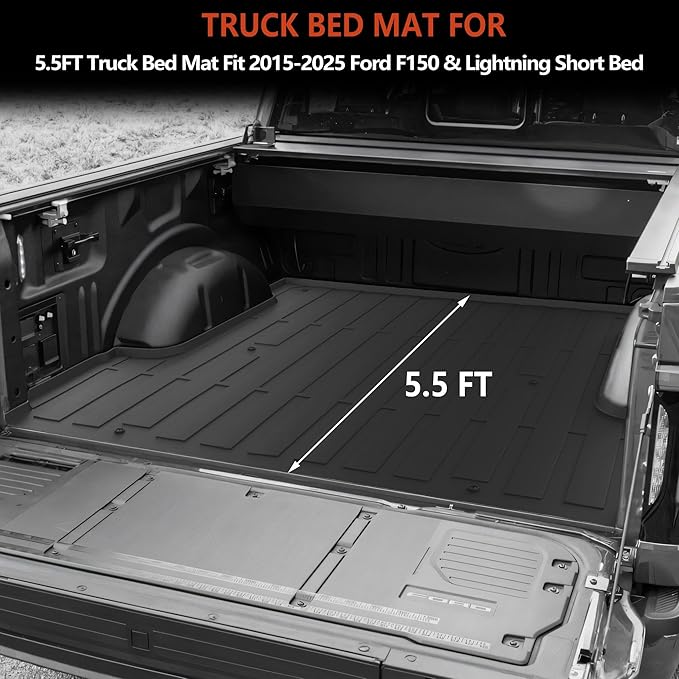 KARPAL Truck Bed Mat Fit 2015-2025 Ford F150 & Lightning 5.5FT Bed All Weather - Image 3