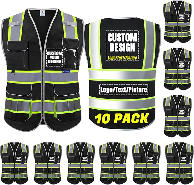 BeautyWill Custom Logo 10/20 Pack Safety Vest Class2 High Visibility Vest by BeautyWill