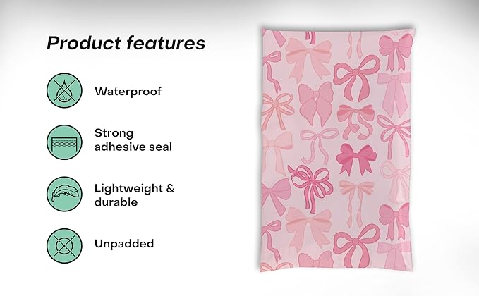 6x9 Poly Mailers – Coquette Bows Design – Waterproof, Tear-Resistant Shipping - Image 3