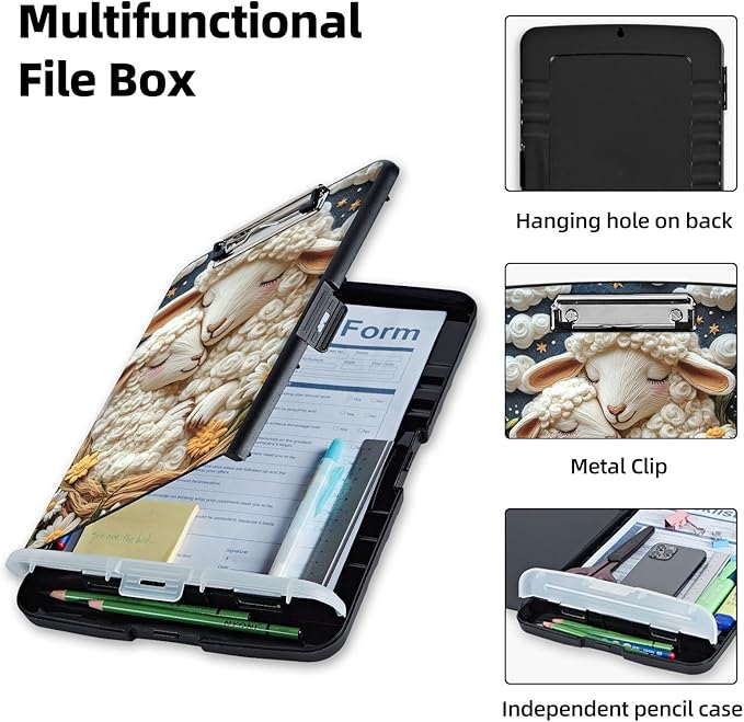 Clipboard with Storage Box & Pen Holder, Heavy Duty Clip Boards 8.5x11 - Image 3