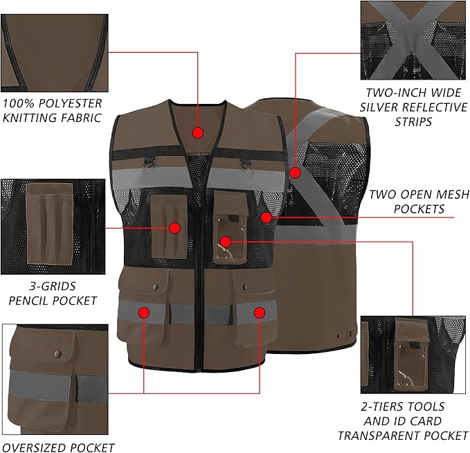 Safety Vest High Visibility Reflective Construction Vest - Image 6