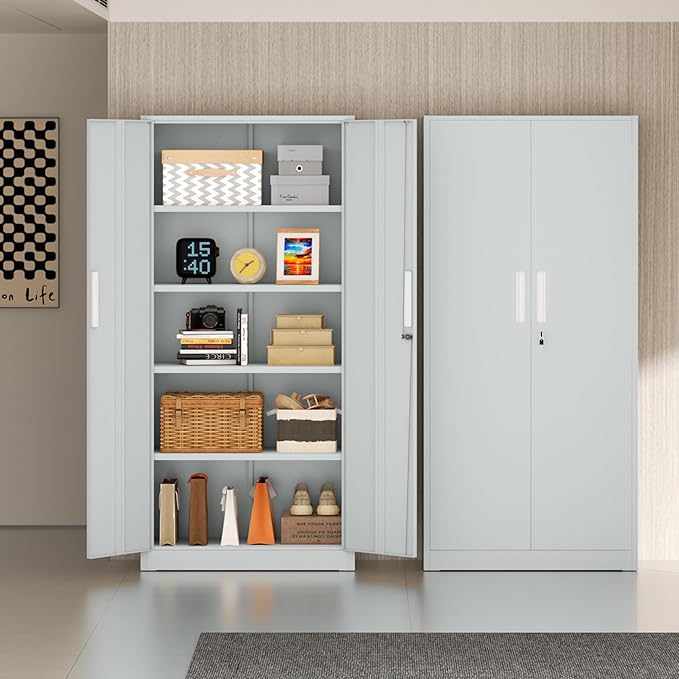 Incbruce 72” Metal Storage Cabinet, Locking Steel Storage Cabinets - Image 4
