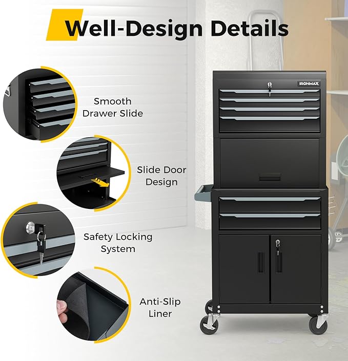Goplus Tool Chest, 6 Drawers 3-in-1 Extra Large Tool Storage Cabinet - Image 8