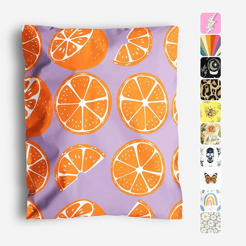 10x13 Poly Mailers – Orange Fruit Design – Waterproof, Tear-Resistant Shipping by PackageMint