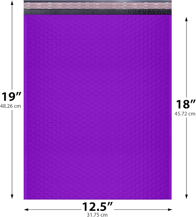 Purple 12.5x19.5 Inch Large Poly Bubble Mailers #6 | Padded Envelopes - Image 2