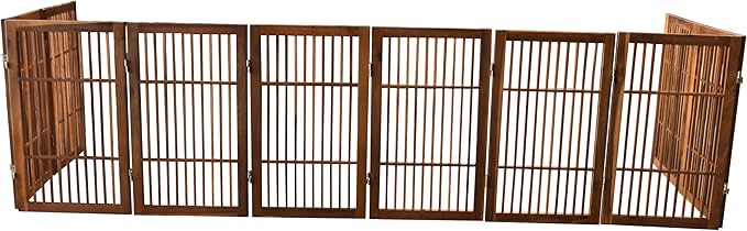 Pet Dog Gate Strong and Durable Freestanding Folding Acacia Hardwood Portable - Image 7