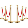 VIVOHOME Stainless Steel Stanchion Post Queue 6PCS Pole w/ 4 Red Velvet Ropes by VIVOHOME