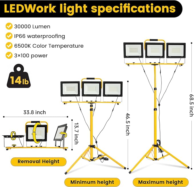 30000 Lumen Super Bright Portable Heavy Duty LED Work Light - Image 2