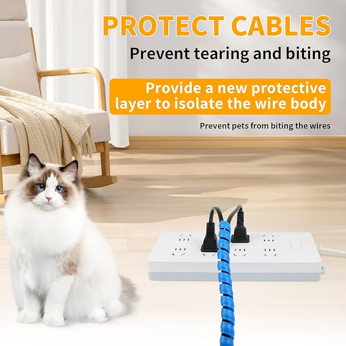Spiral Cable Wrap, 33ft Wire Protection Sleeve Cover Cable Organizer Pipe - Image 2
