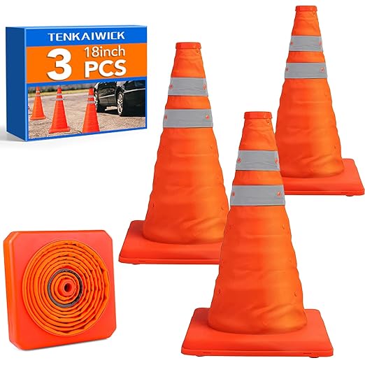 18 Inch Collapsible Traffic Safety Cones by TENKAIWICK