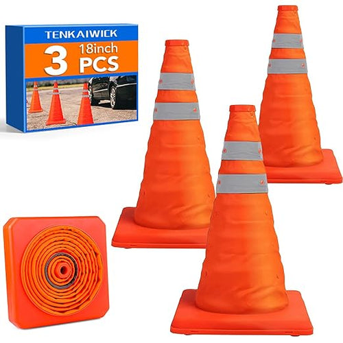 18 Inch Collapsible Traffic Safety Cones by TENKAIWICK