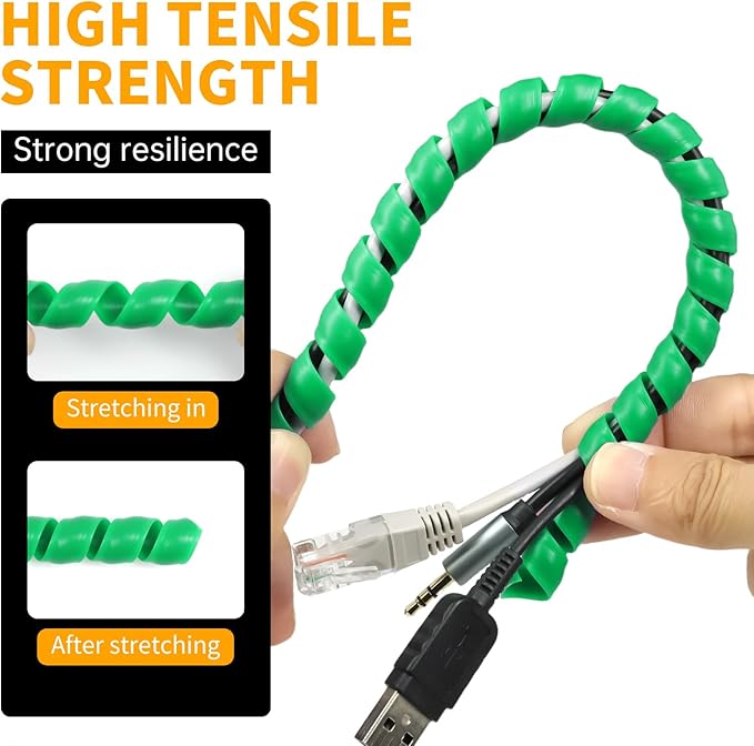 Spiral Cable Wrap, 33ft Wire Protection Sleeve Cover Cable Organizer Pipe - Image 4