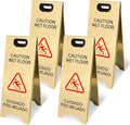 4 Pack Stainless Steel Wet Floor Sign, 24 Inch Caution Wet Floor Sign Portable by KERTY
