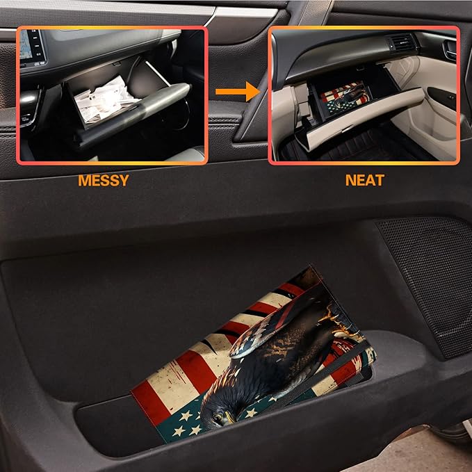 Car Registration and Insurance Holder, Leather Vehicle Glove Box Organizer - Image 6