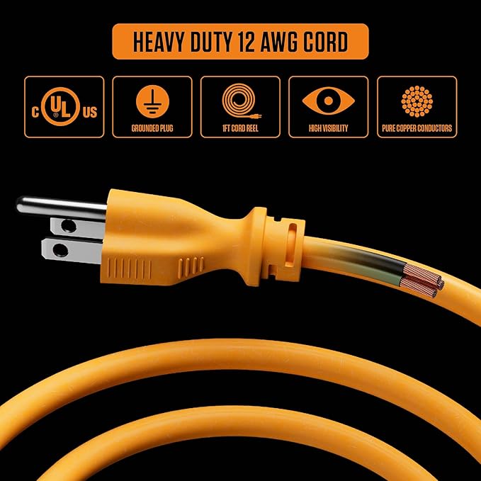 Masterplug 1ft Cord Reel, Metal Cable Drum, Retractable Extension Lead - Image 5