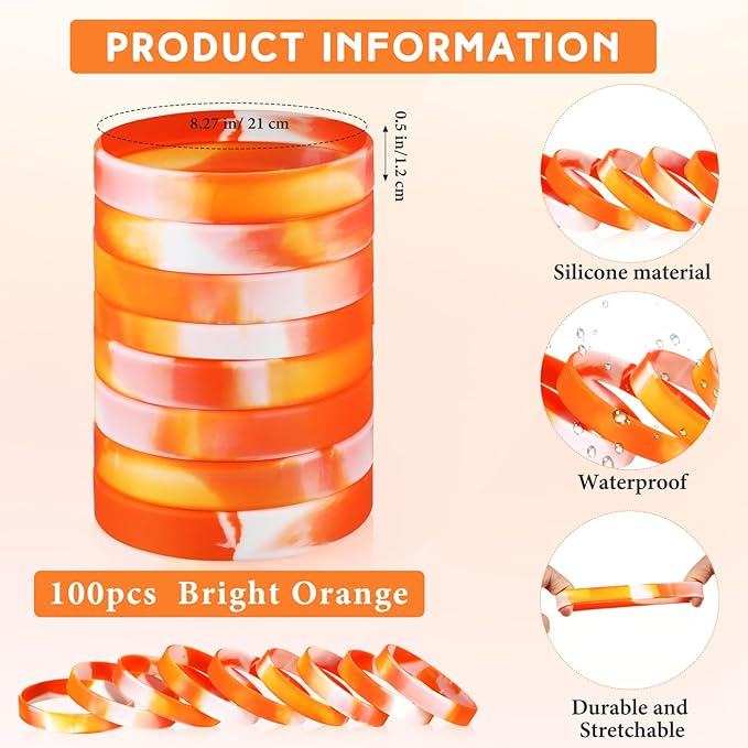 Liliful 100 Pcs Silicone Rubber Wristbands Rubber Wristband Bracelet Bands - Image 2