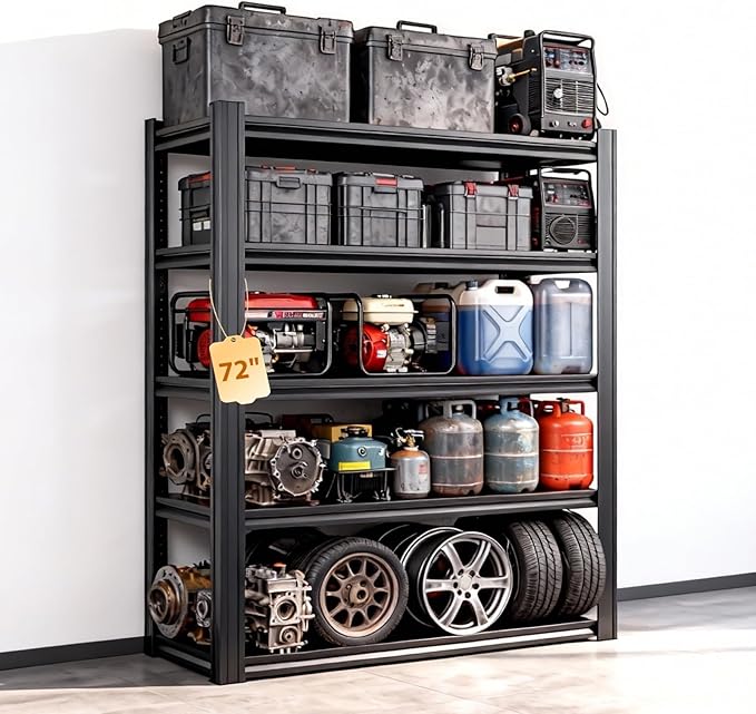 Metal Storage Shelves Unit, 5-Tier Adjustable Heavy Duty Garage Shelving by Unknown