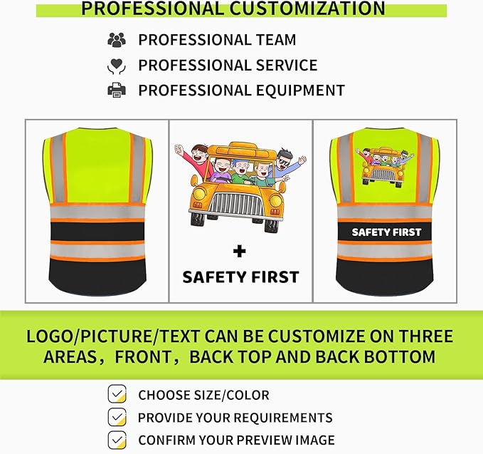 BeautyWill Custom Logo Safety Vest Class2 High Visibility Reflective Vest - Image 2