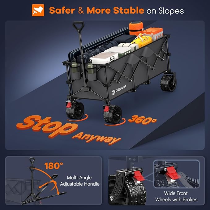 48" L Collapsible Wagon Cart Foldable, 560lbs Weight Capacity 300L Heavy Duty - Image 8