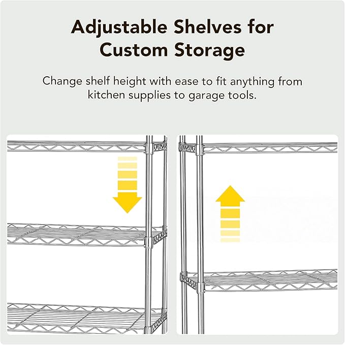 Heavy Duty 4 Tier Wire Shelving Unit Storage Rack, Metal Shelves Utility - Image 5