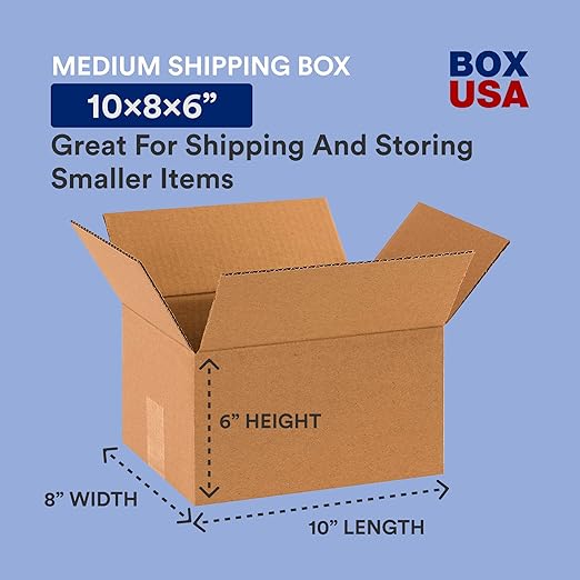 BOX USA Shipping Boxes Small 10"L x 8"W x 6"H, Moving and Storage - Image 2