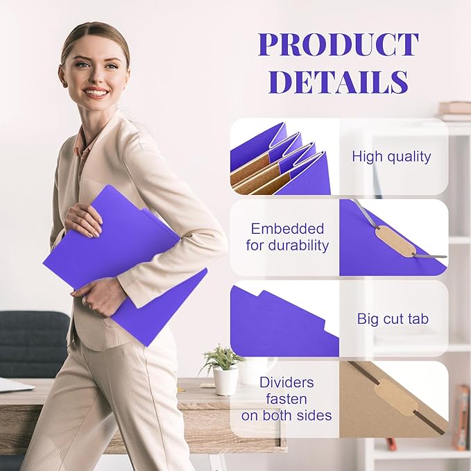 12 Pcs Classification Folders Letter Size 3 Pocket Dividers Employee File Folder - Image 4