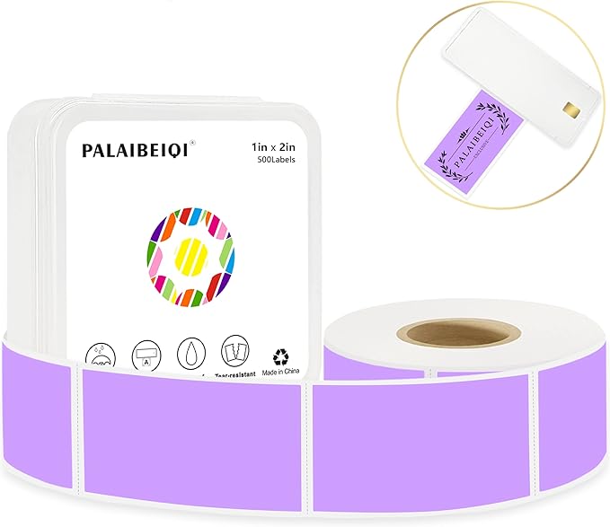 1x2 Inch Thermal Labels, Waterproof Removable Blank Stickers by Palaibeiqi