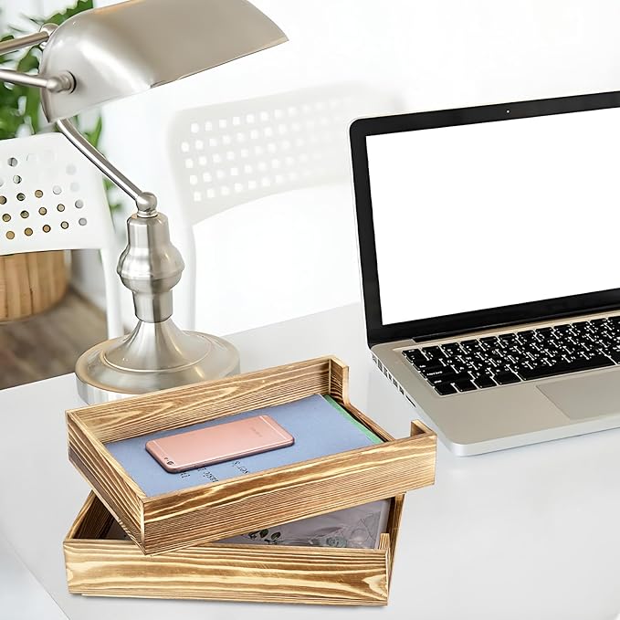 BTSKY 2PCS Vintage Wood Letter Tray - Image 7