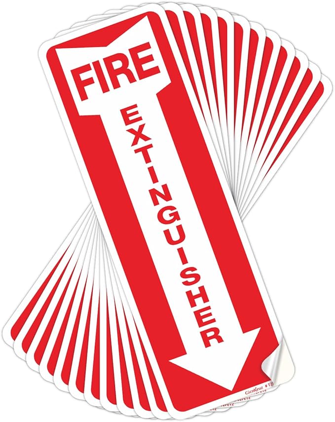 12 Pack Fire Extinguisher Sign, Fire Extinguisher Arrow Safety Signs, Self by GicnKeuz