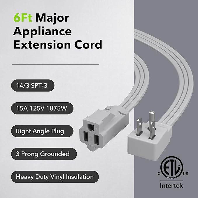 BN-LINK 6ft Air Conditioner Extension Cord, 14 Gauge Heavy Duty Power Cord - Image 3