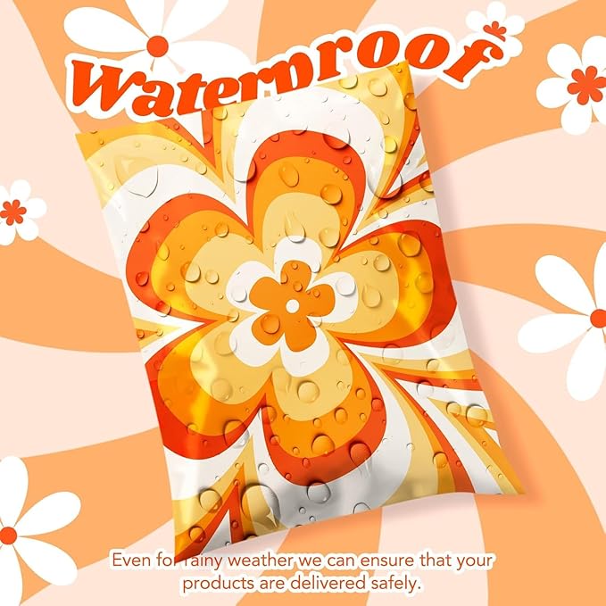 Metronic Poly Mailers 10x13" 1200pc Orange Flower, Small Shipping Bags - Image 4